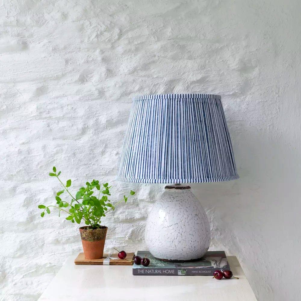 Milo Lamp and Pleated Shade With Blue Stripes - Distinctly Living 