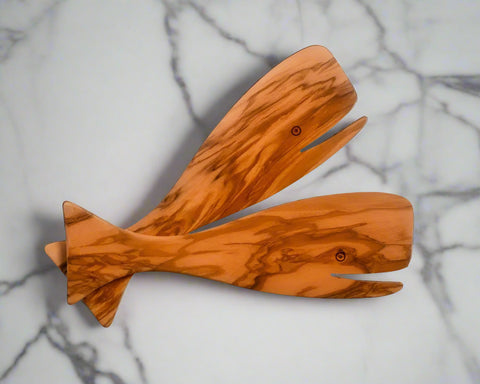 Olive Wood Whale Salad Servers - Distinctly Living 