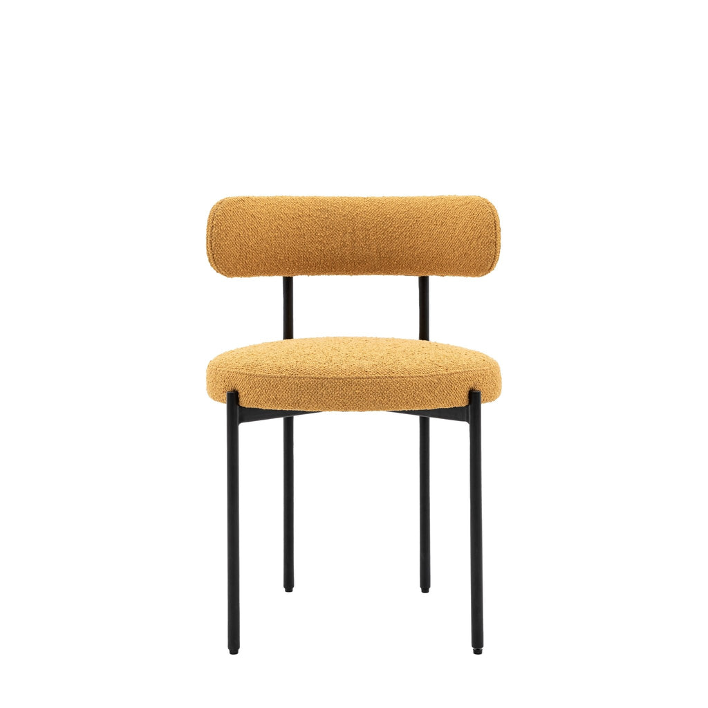 Pair of Boucle Fabric Chairs - Green, Ochre or Vanilla - Distinctly Living