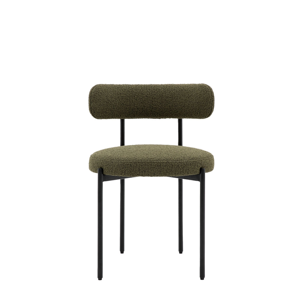 Pair of Boucle Fabric Chairs - Green, Ochre or Vanilla - Distinctly Living