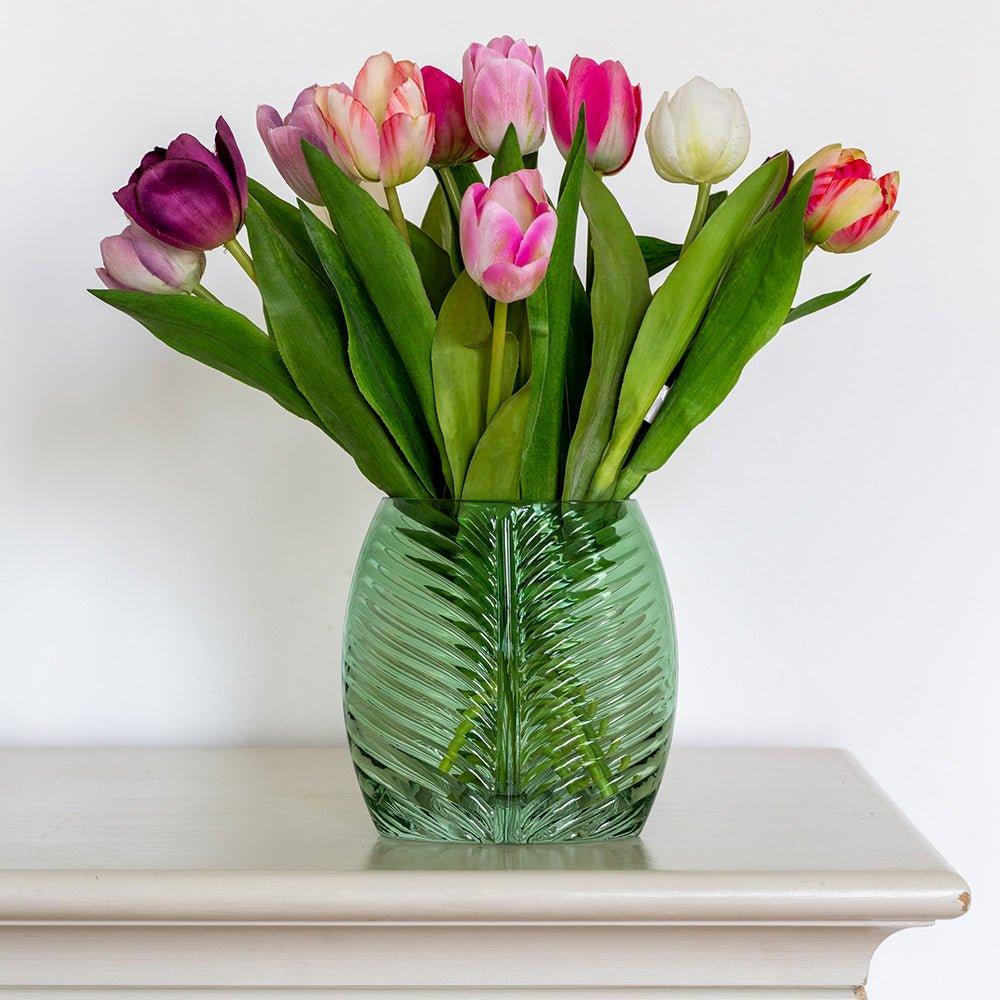 Palm Glass Vase Green Small - Distinctly Living