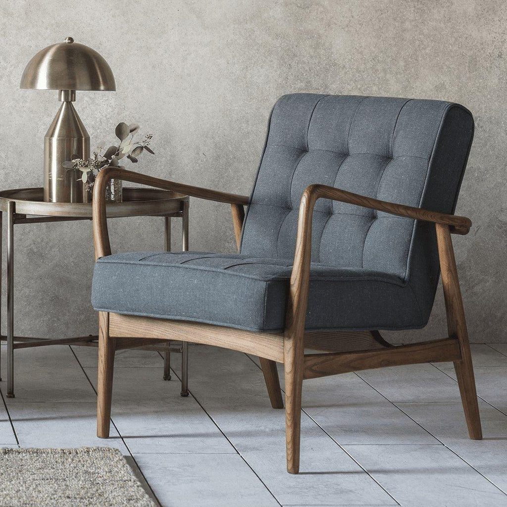 Rex Armchair - Slate Linen or Leather - Distinctly Living