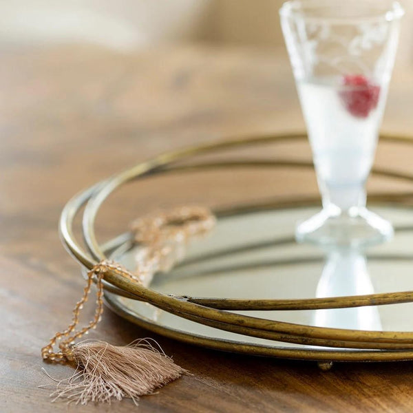 Round Mirrored Cocktail Tray - Distinctly Living