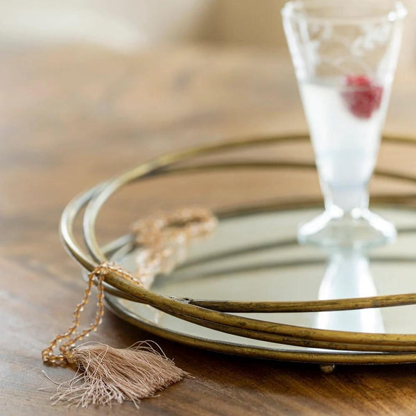 Round Mirrored Cocktail Tray - Distinctly Living