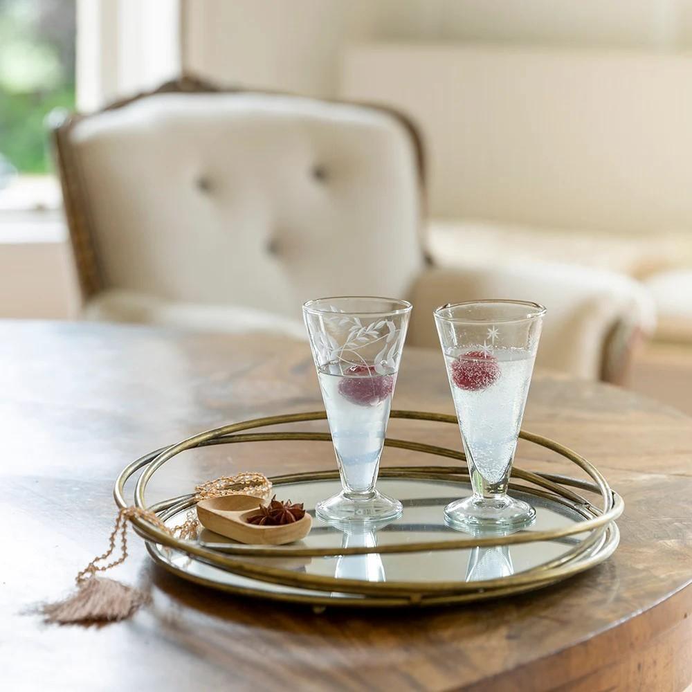 Round Mirrored Cocktail Tray - Distinctly Living