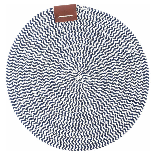 Round Rope Placemat / Trivet - Blue and White - Distinctly Living 
