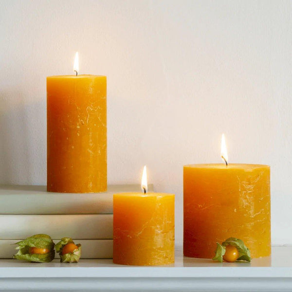 Rustic Pillar Candle Ochre - Distinctly Living