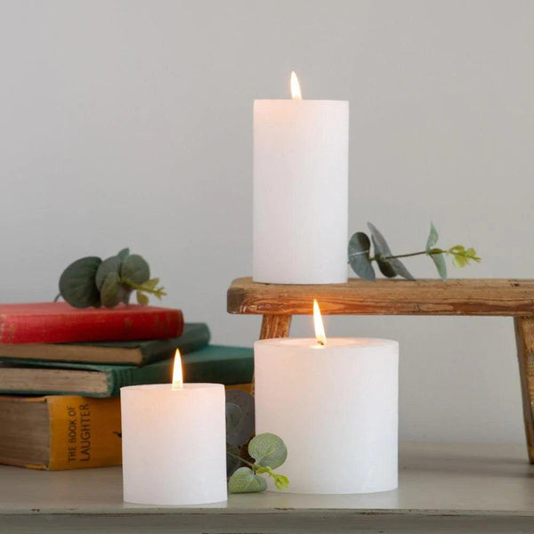 Rustic Pillar Candle White - Distinctly Living 