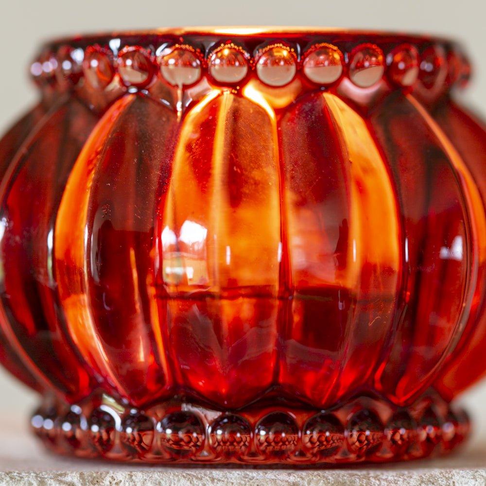 Scalloped Votive in Ruby Glass - Distinctly Living