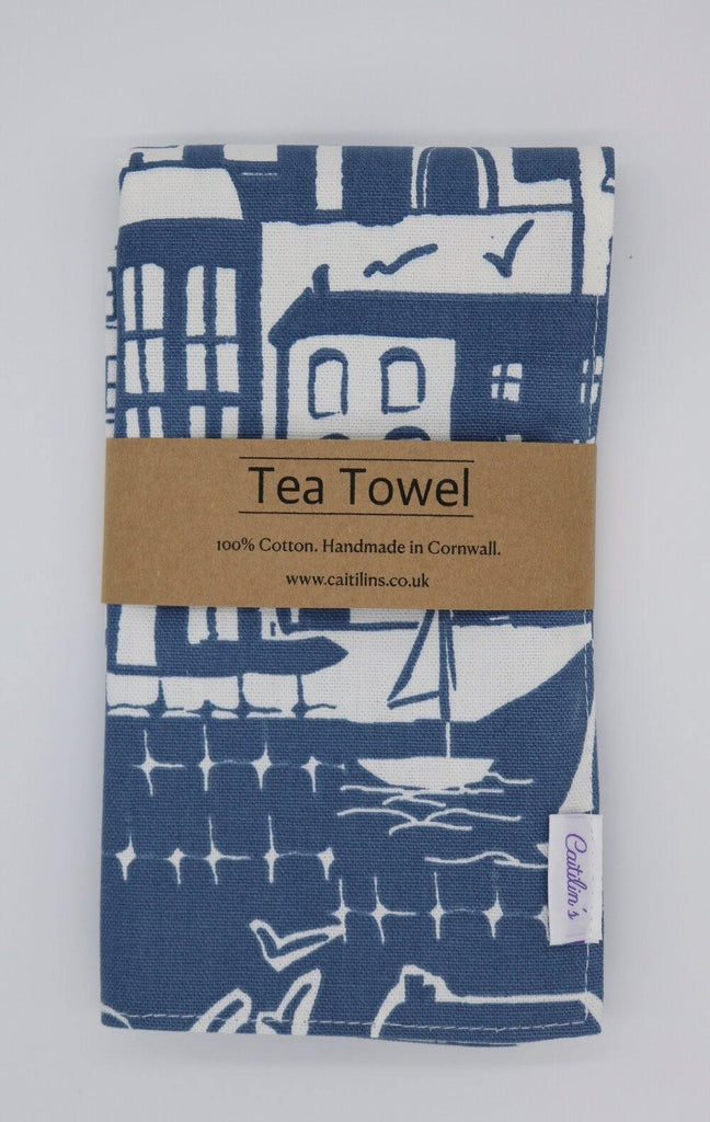Seaside Village Design Tea Towel - Distinctly Living