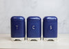 Set of 3 Sugar, Coffee, Tea Canisters / Caddies Hex Design - White, Blue or Silver Grey - Distinctly Living