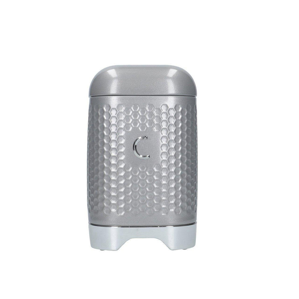Set of 3 Sugar, Coffee, Tea Canisters / Caddies Hex Design - White, Blue or Silver Grey - Distinctly Living
