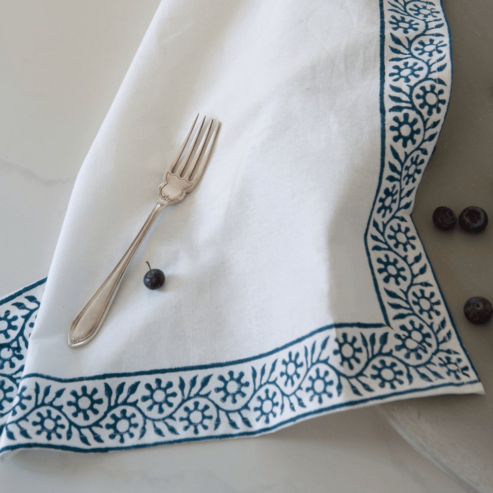 Set of 4 Block Print Napkins - Blue - Distinctly Living