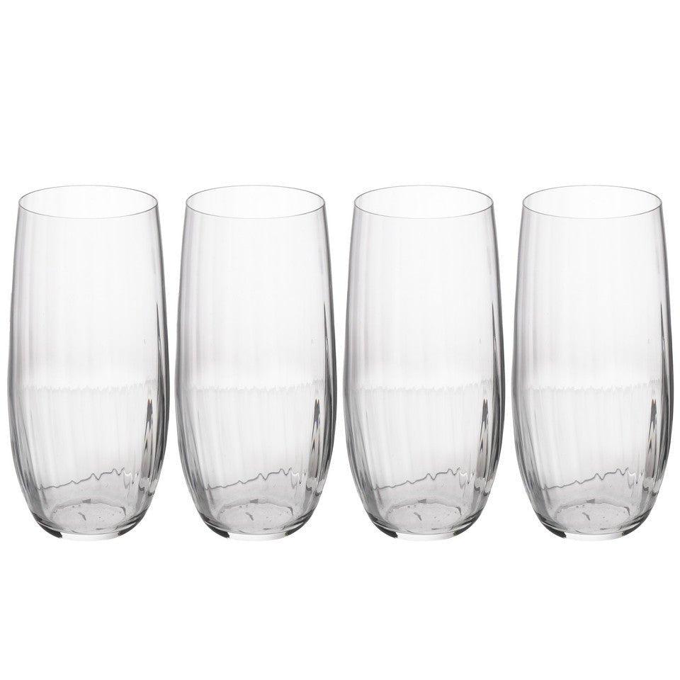 Set of 4 Crystal Glass Hi-Ball Glasses - Distinctly Living 