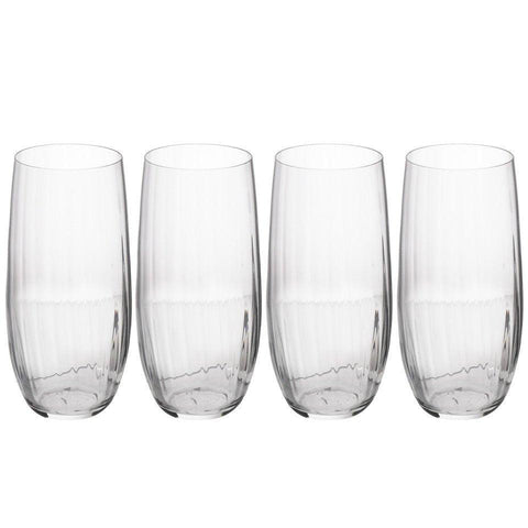 Set of 4 Crystal Glass Hi-Ball Glasses - Distinctly Living 