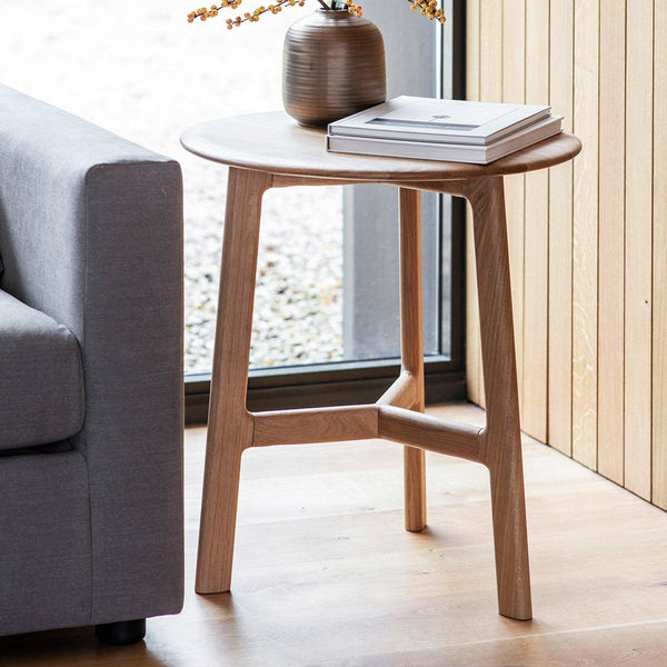 Valencia Round Side Table in Oak - Distinctly Living 