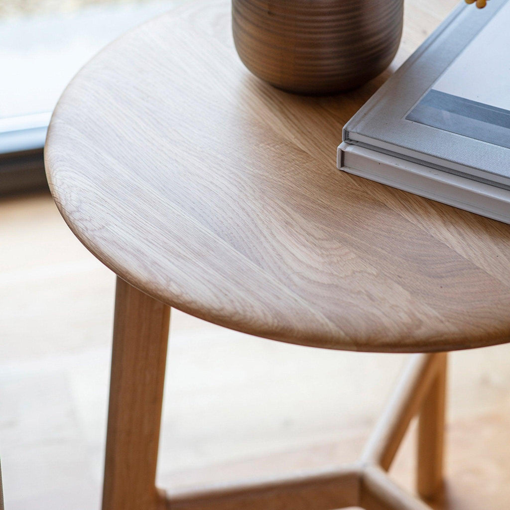 Valencia Round Side Table in Oak - Distinctly Living 