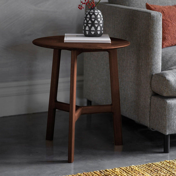 Valencia Round Side Table in Walnut - Distinctly Living 