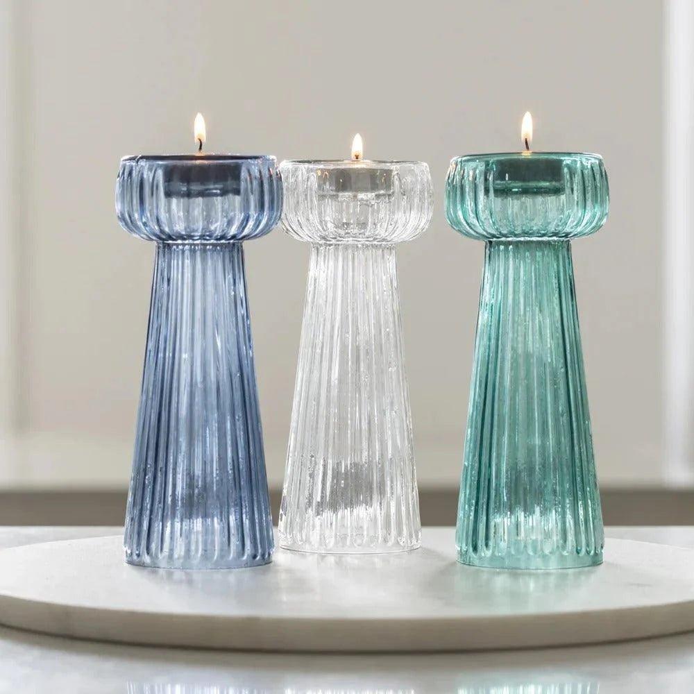 Waves Tall Tealight Holder - Blue or Green - Distinctly Living 