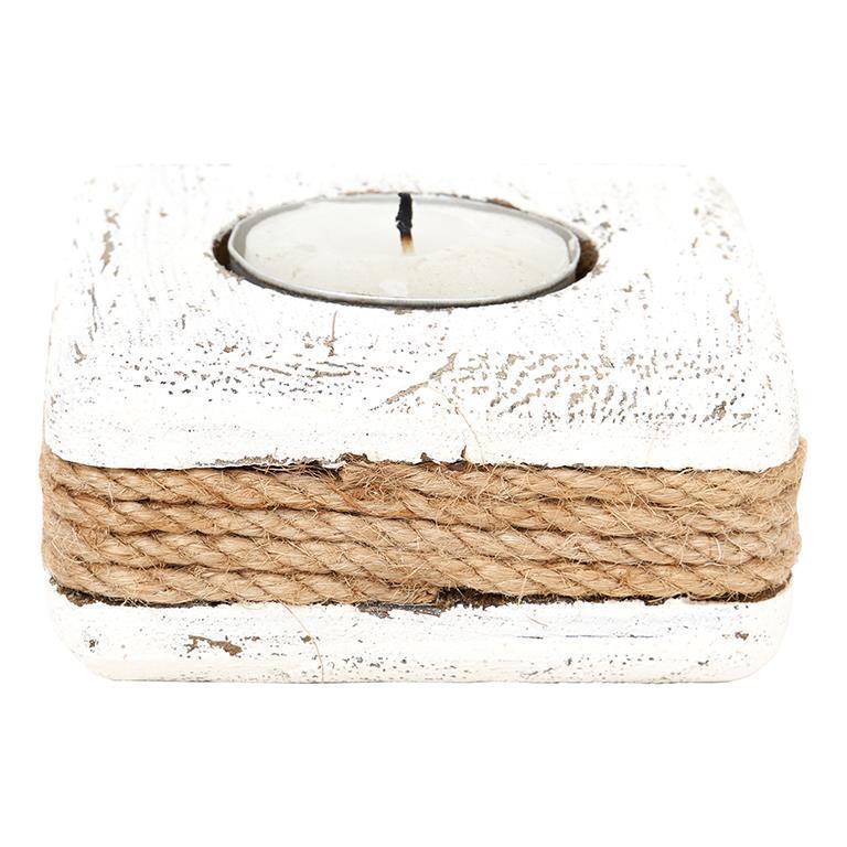Wood and Rope Tealight Holder - Distinctly Living