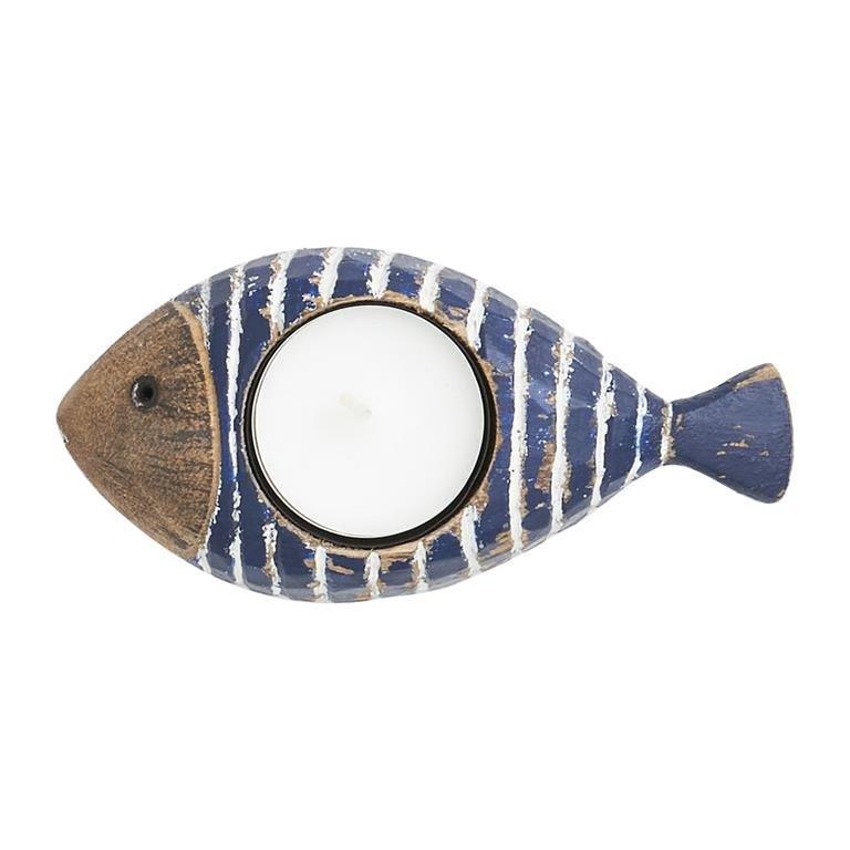 Wooden Blue Fish Tealight Holder - Distinctly Living 