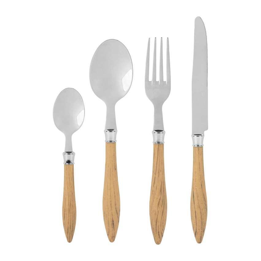 Wooden Effect 24pc Cutlery Set - Distinctly Living 